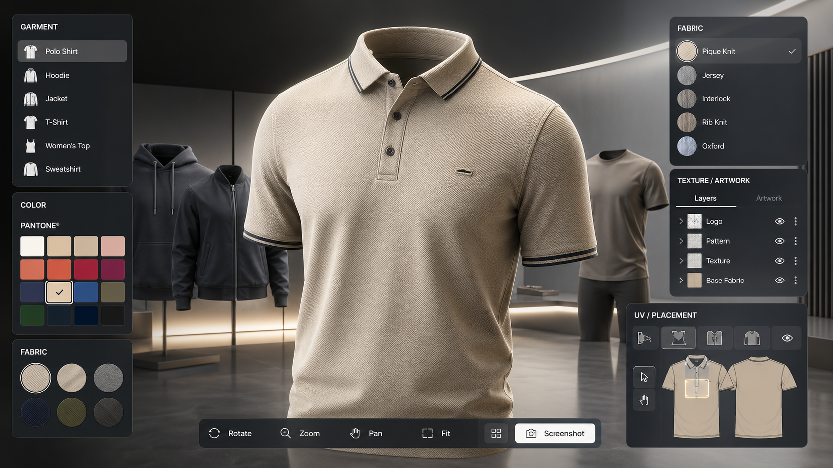 Interactive 3D apparel configuration workspace